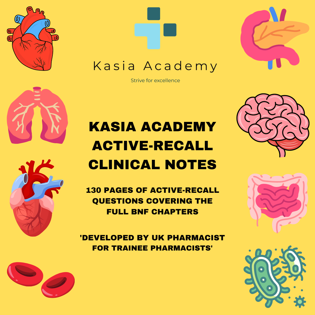 KASIA ACADEMY ACTIVE-RECALL CLINICAL NOTES FOR THE GPHC EXAM | USE THE EXACT SAME CLINICAL NOTES THAT ENABLED THE FOUNDER SCORE 87.5% (105/120) IN THE GPHC CLINICAL EXAM |